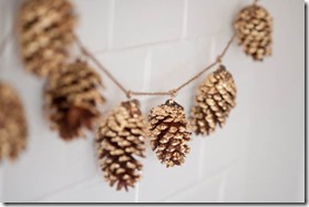 DIY gold leaf pinecone garland